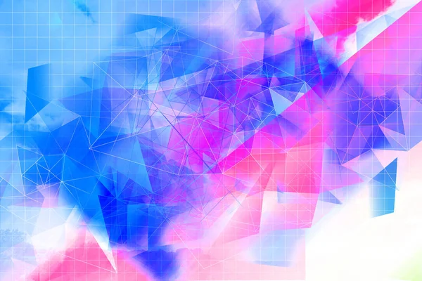 Vackra, moderna, månghörnigt, trianglar ljusa konstnärliga rosa och blå bakgrunds — Stockfoto