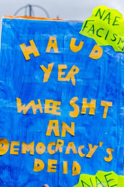 Glasgow, Scotland, August, 31, 2019. 'Stop the coup': Protests in Glasgow, George Square.  clipart