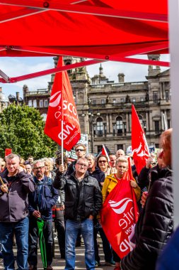 Glasgow, İskoçya, 31 Ağustos 2019. 'Darbeyi durdurun': Sosyalist parti. Glasgow, George Meydanı'nda protestolar. 