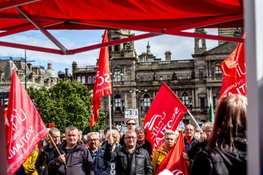 Glasgow, İskoçya, 31 Ağustos 2019. 'Darbeyi durdurun': Sosyalist parti. Glasgow, George Meydanı'nda protestolar. 