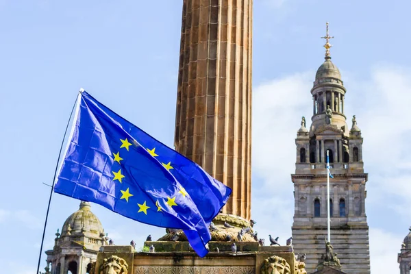 Európai Unió Zászlaja Glasgow George Square Nél Skócia — Stock Fotó