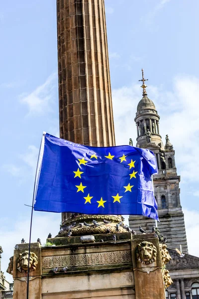 Európai Unió Zászlaja Glasgow George Square Nél Skócia — Stock Fotó