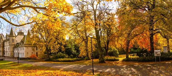 Callendar House Panorama Taman Falkirk Musim Gugur Yang Indah — Stok Foto