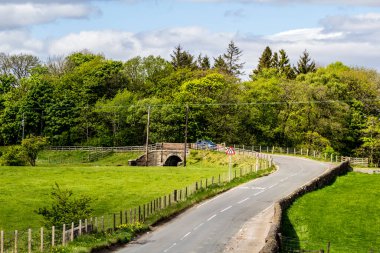 Glen Mavis 'te bir yol, Kuzey Lanarkshire, İskoçya, İngiltere