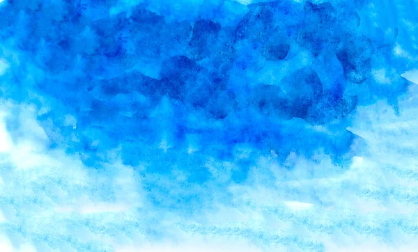 水彩画艺术抽象蓝色纹理背景 云彩和天空图案 手绘水彩颜料 壁纸横幅水彩纸上云彩图案及任何设计 — 图库照片