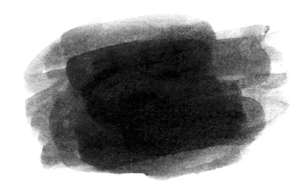 Beyaz Kağıt Dokusu Üzerinde Soyut Siyah Mürekkep Suluboya Fırça Darbesi — Stok fotoğraf