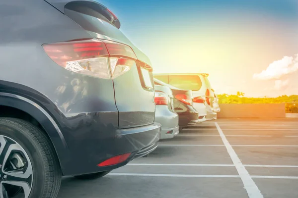 Rear Cars Parking Parking Lot Row Outdoor Parking Lot Rear — Stock Photo, Image