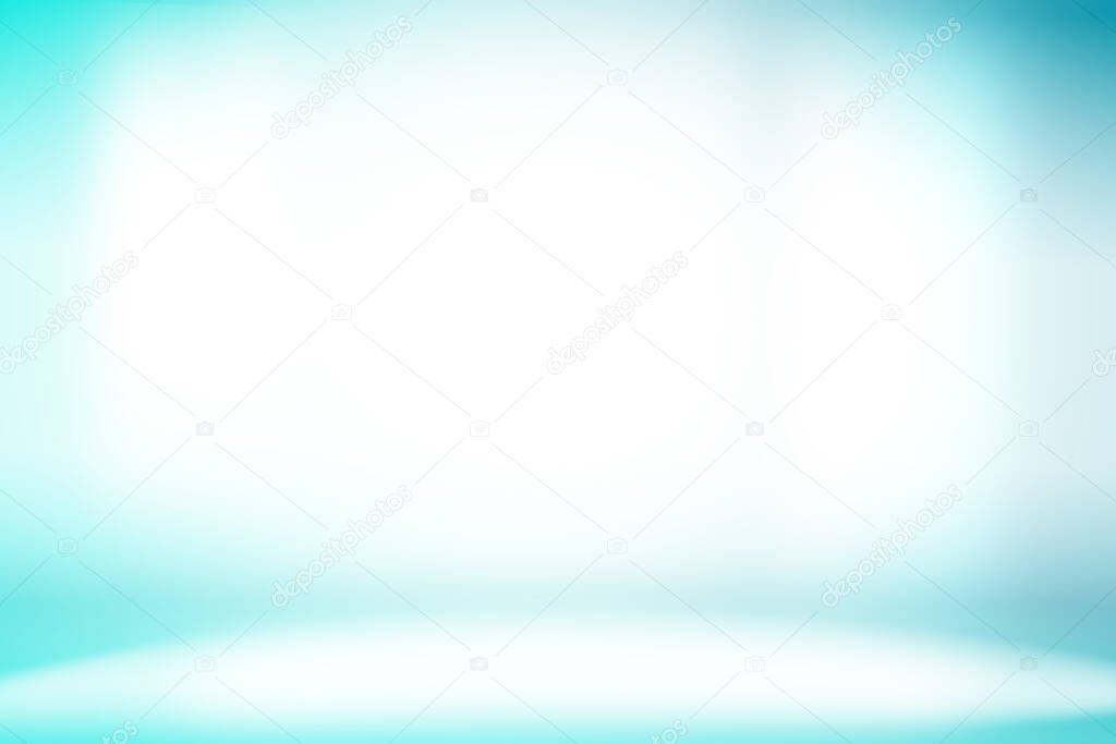 Blue gradient wall abstract background. studio interior empty room elegant bright smooth light blue color illustration backdrop for graphic website design template wallpaper for your products displa
