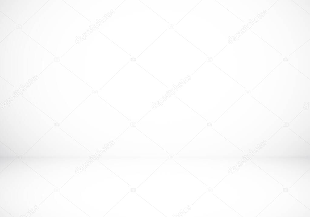Abstract white and gray studio gradient wall and floor background in empty room with bright light for modern template banner graphic creative design, smooth backdrop texture wallpaper and studio spac