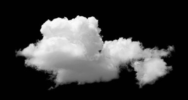 Büyük beyaz bulutlar. Kabarık beyaz bulut desenli kara gökyüzünde izole edilmiş bir bulut. Kara gökyüzü arka planı, bulutlu, beyaz ve siyah, yatay