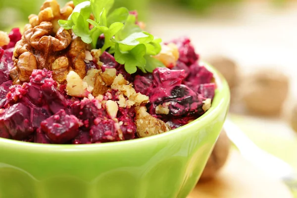 Red Beet Salad Walnuts Healthy Food — Stock Photo, Image