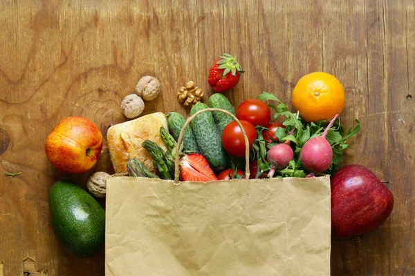 Paquete Compras Productos Ecológicos Frutas Verduras —  Fotos de Stock