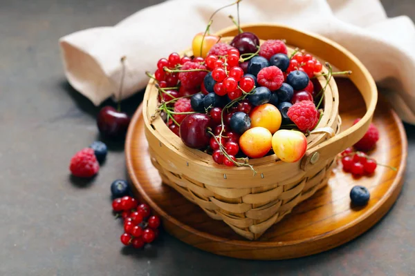 Ripe Organic Mix Berries Rustic Still Life — Stock Photo, Image