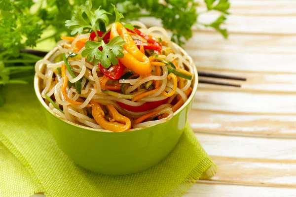 Asian Salad Rice Noodles Vegetables Funchoza — Stock Photo, Image