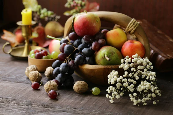 Outono Colheita Biológica Frutos Ainda Vivos — Fotografia de Stock