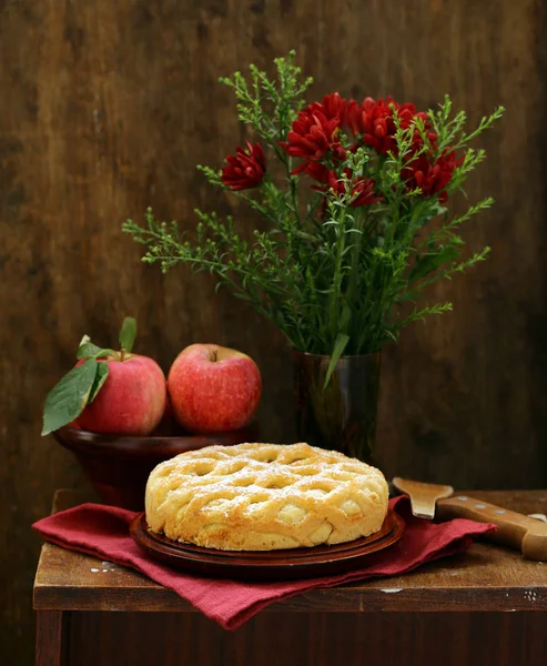 Torta Maçã Tradicional Feita Massa Folhada Com Canela — Fotografia de Stock