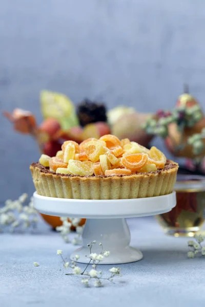 Torta Crostata Autunnale Con Cioccolato Bacche — Foto Stock