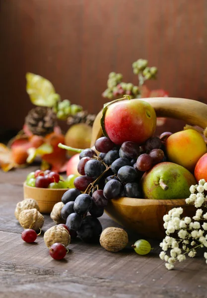 Őszi Csendélet Gyümölcs Szerves Harvest — Stock Fotó