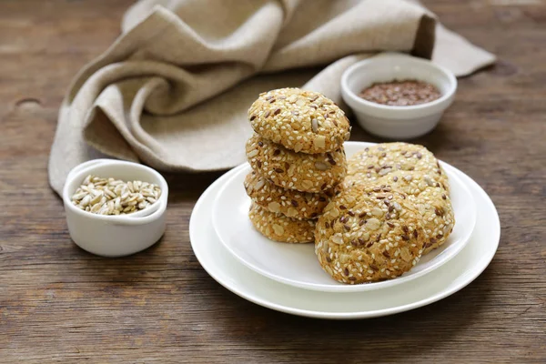 Biscuits Aux Céréales Aux Graines Lin Tournesol — Photo