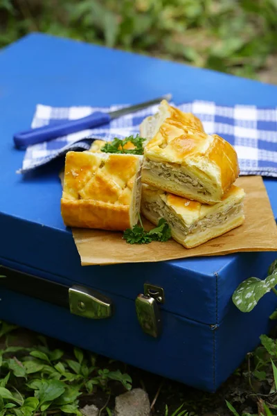 Piknik Etli Börek Limonata Yiyecek Içecek — Stok fotoğraf