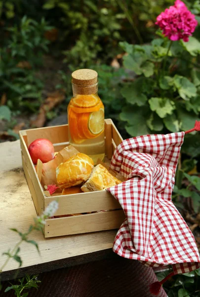 Picnic Meat Pie Lemonade Food Drink — Stock Photo, Image