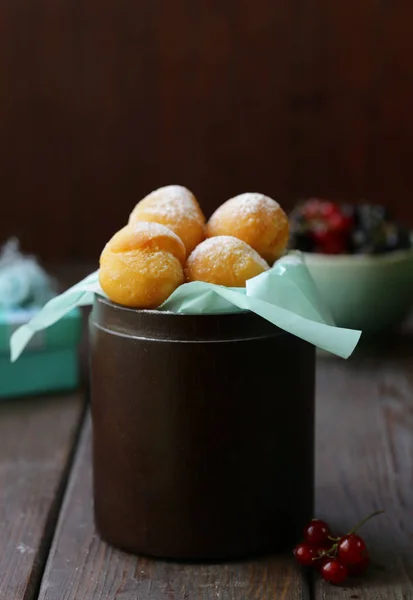 Donuts Fromage Cottage Boules Avec Sucre Poudre — Photo