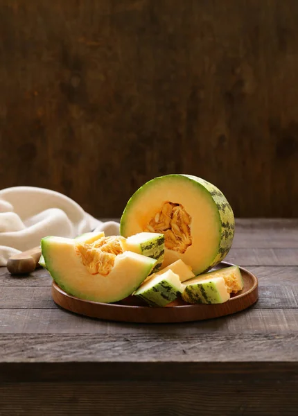 Organiska Mogna Orange Melon Bordet — Stockfoto