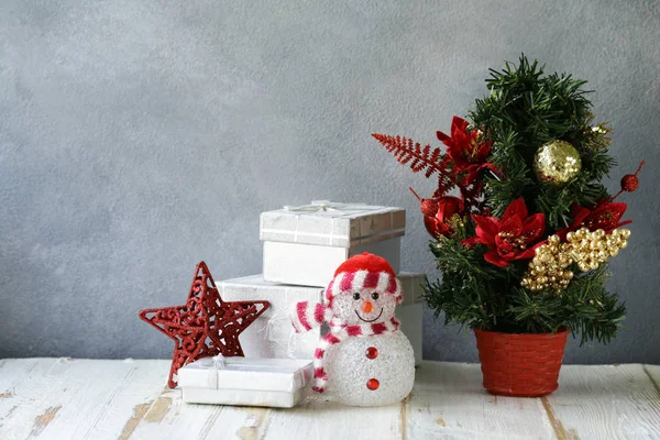Christmas Composition Christmas Tree Gifts Sweater — Stock Photo, Image