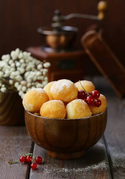 Bolas Donuts Queijo Cottage Com Açúcar — Fotografia de Stock