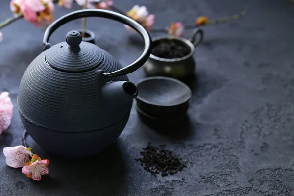 Cast Iron Kettle Traditional Oriental Tea Ceremony — Stock Photo, Image