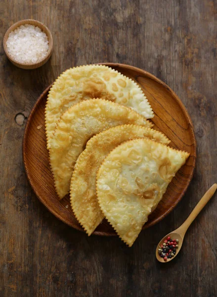 Fried Pies Meat Chebureks Oriental Cuisine — Stock Photo, Image