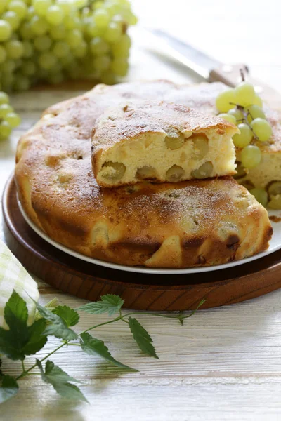 Zelfgemaakte Taart Taart Biscuit Met Witte Druiven — Stockfoto