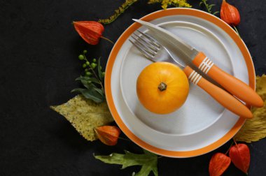 kabak ve çiçekler ile sonbahar tablo ayarı