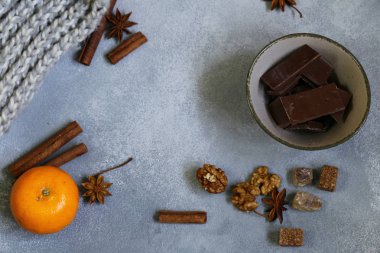 Çikolata, baharatlar ve Çerezler ile sonbahar arka plan