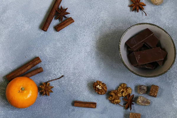 Fond Automne Avec Chocolat Épices Biscuits — Photo