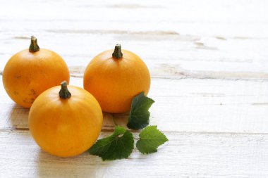 küçük turuncu kabak ile sonbahar natürmort