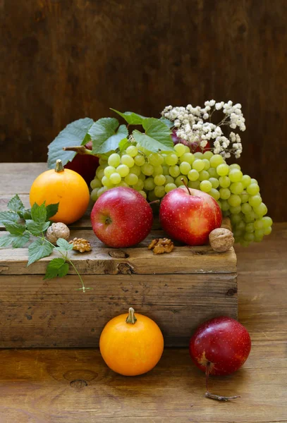 Hösten Stilleben Med Frukter Och Pumpor — Stockfoto