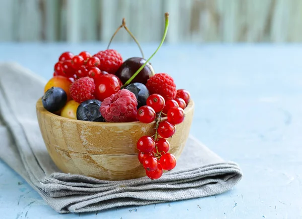 Ripe Organic Mix Berries Rustic Still Life — Stock Photo, Image