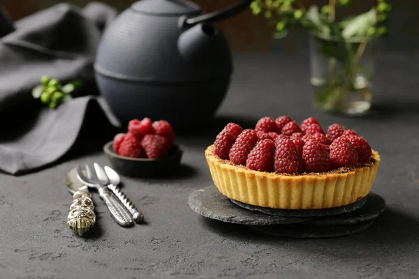 Tarte Maison Aux Framboises Fraîches — Photo