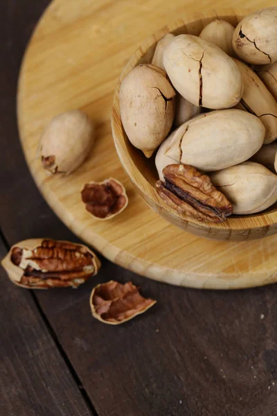 Přírodní Bio Pekanové Ořechy Inshell Ořechy — Stock fotografie