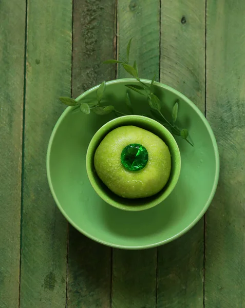 Manzana Verde Fresca Abuela Herrero Sobre Fondo Madera — Foto de Stock