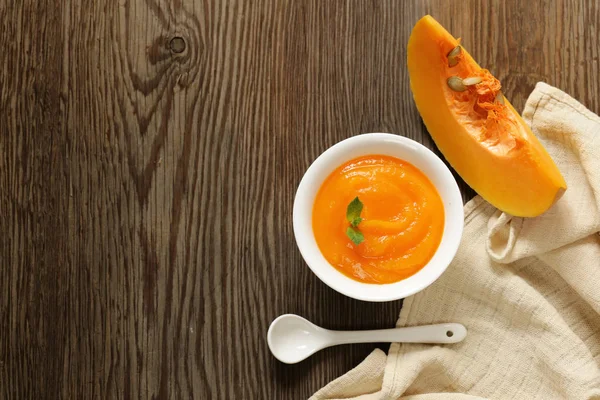 Świeżego Pumpkin Purée Organicznych Warzyw — Zdjęcie stockowe