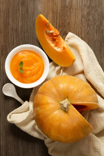 Świeżego Pumpkin Purée Organicznych Warzyw — Zdjęcie stockowe