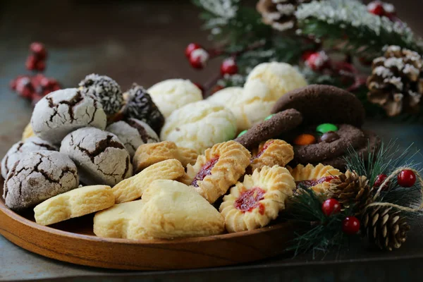 Vários Cookies Férias Decorações Natal — Fotografia de Stock