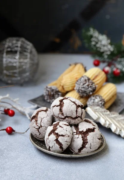 Various Holiday Cookies Christmas Decorations — Stock Photo, Image