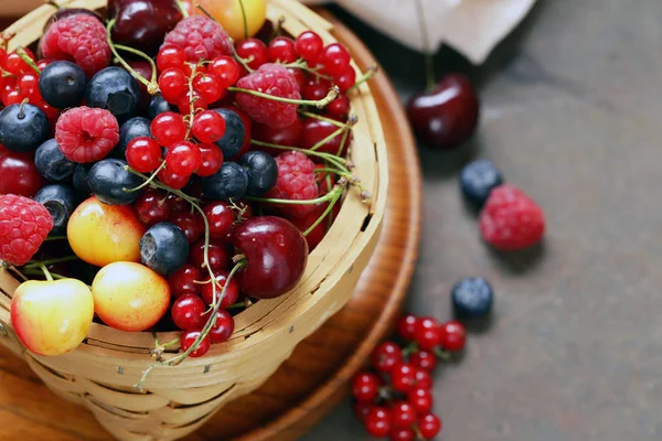 Ripe Organic Mix Berries Rustic Still Life — Stock Photo, Image