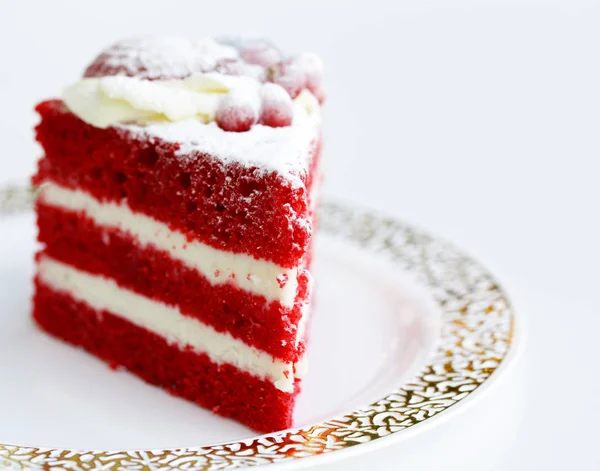 Piece Red Velvet Cake White Background — Stock Photo, Image