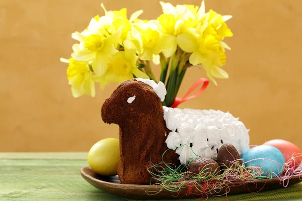 festive baking cake decorated eggs for Easter