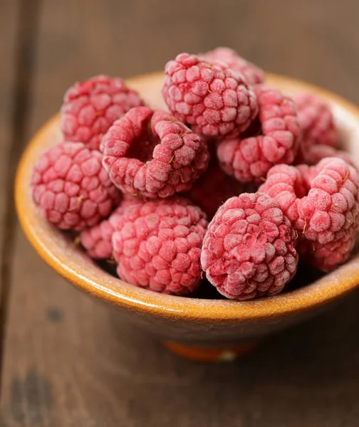 Frambuesas Orgánicas Congeladas Tazón — Foto de Stock