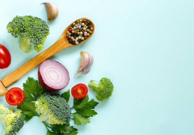 Gıda arka plan, sebze baharat ve otlar